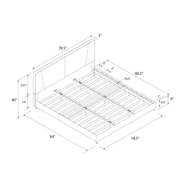 velvet upholstered bed - Black - King Size
