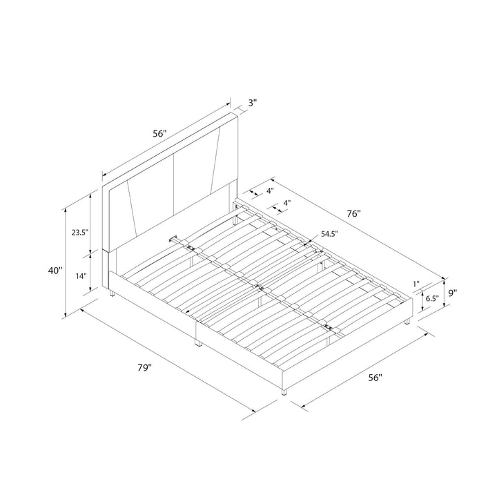 velvet upholstered bed - Gray - Full Size