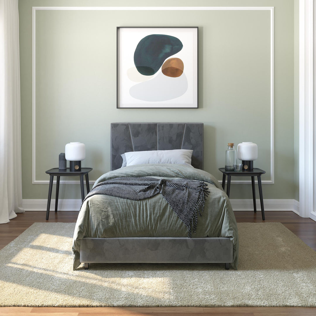 upholstered platform bed velvet - Gray - Twin Size