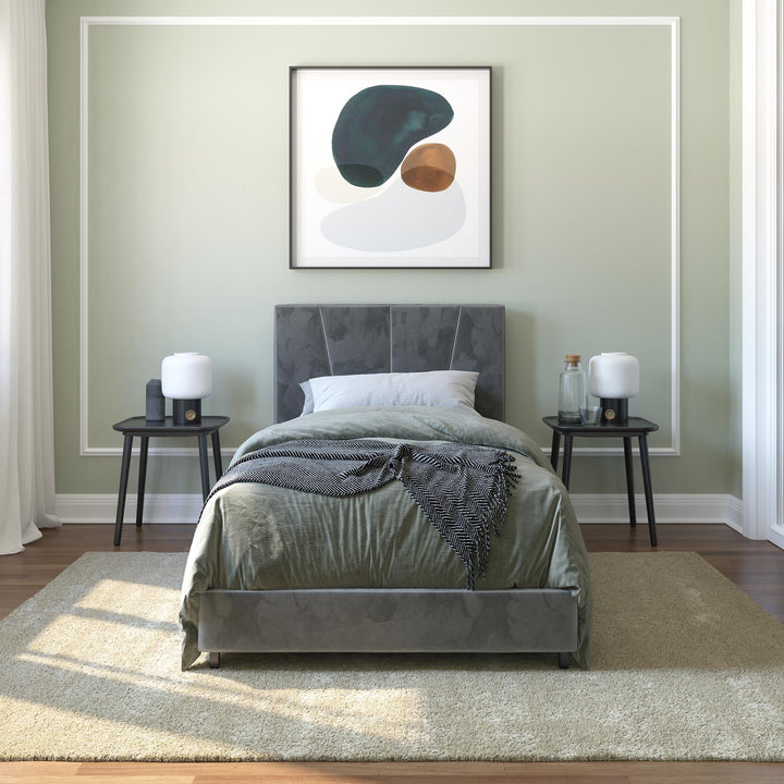 upholstered platform bed velvet - Gray - Twin Size