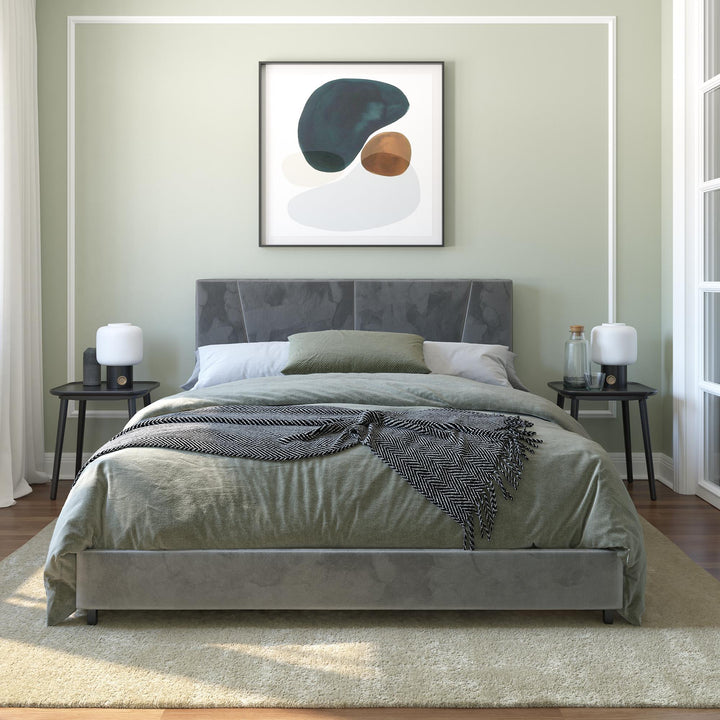 upholstered platform bed velvet - Gray - Full Size