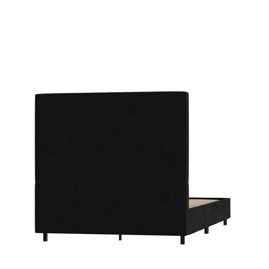 velvet bed with headboard - Black - Twin Size