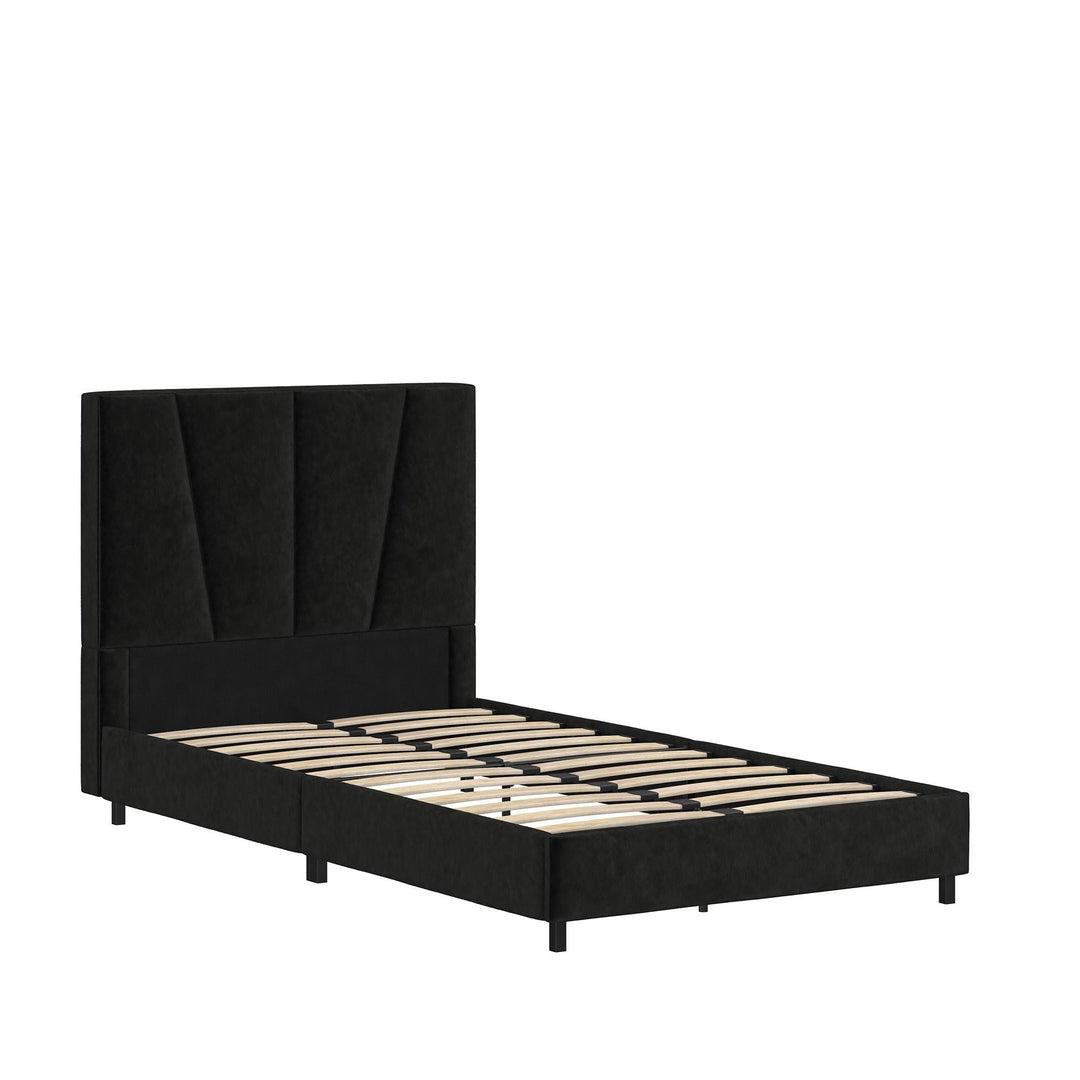 platform bed with headboard - Black - Twin Size