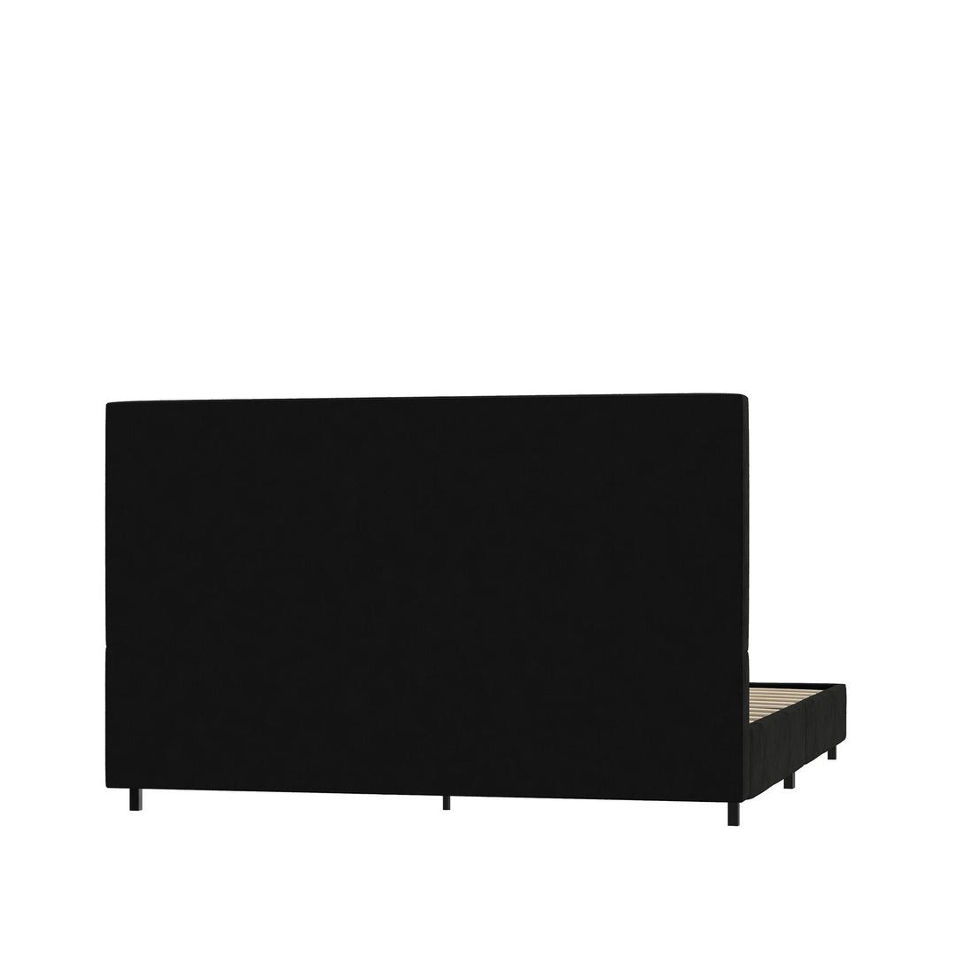 velvet bed with headboard - Black - Full Size