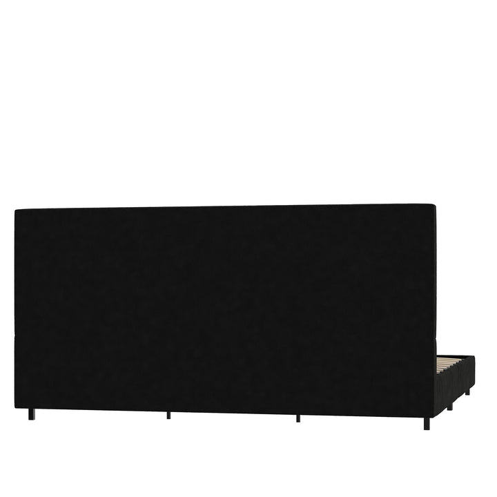 velvet bed with headboard - Black - King Size