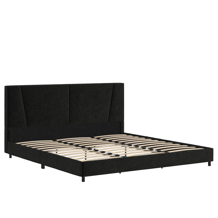 platform bed with headboard - Black - King Size