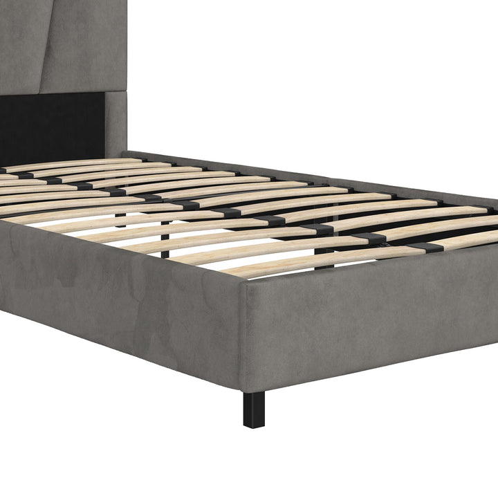 fabric studded headboard - Gray - Twin Size