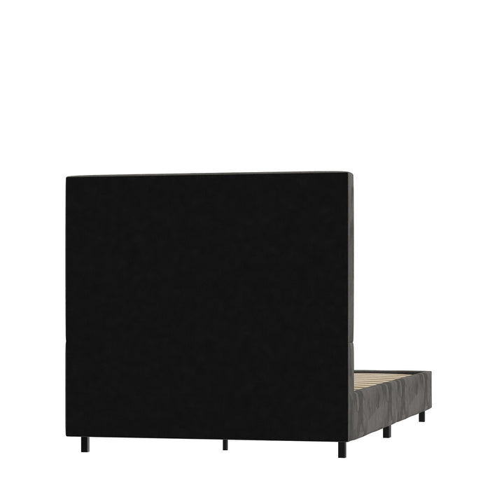 velvet bed with headboard - Gray - Twin Size