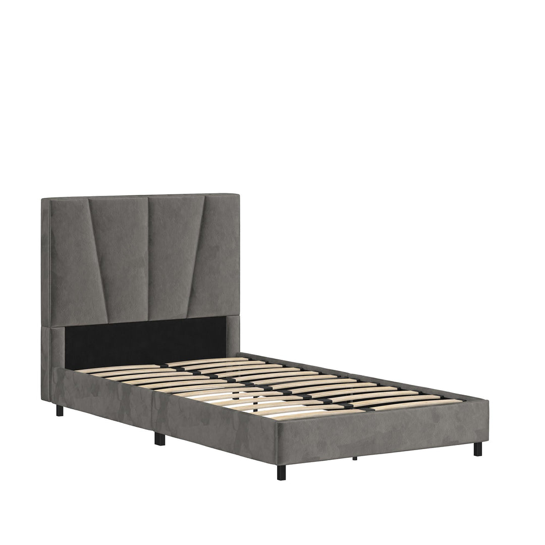 platform bed with headboard - Gray - Twin Size