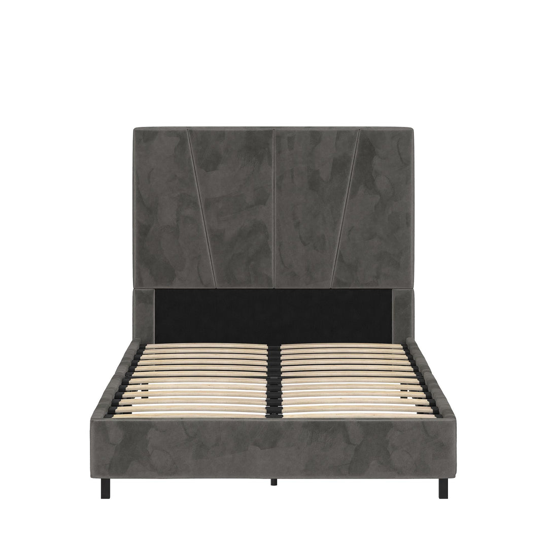 bed with tufted headboard - Gray - Twin Size