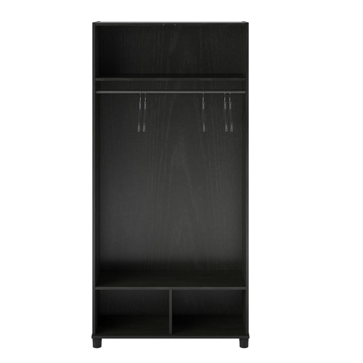 Camberly 36" Wide Mudroom Storage Cabinet with Clothing Rod  -  Black Oak