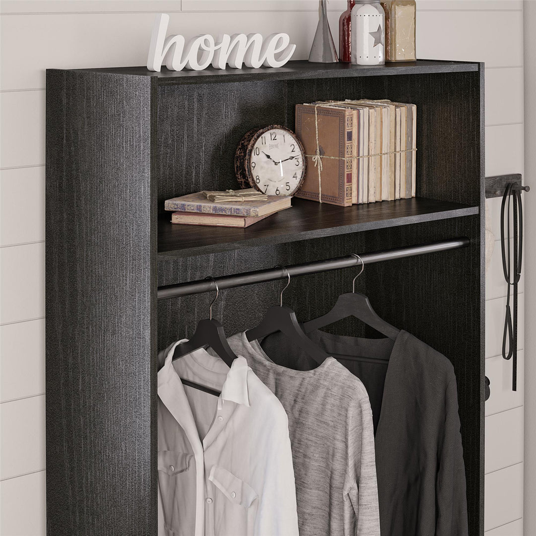Cabinet with clothing rod -  Black Oak