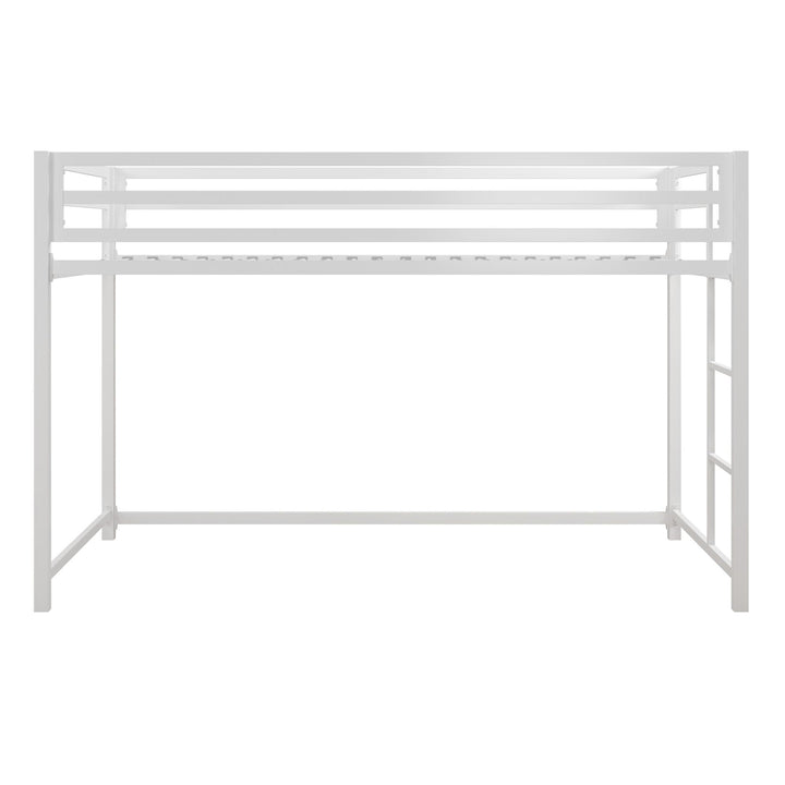 Miles Metal Junior Twin Loft Bed with Integrated Ladder - White - Twin