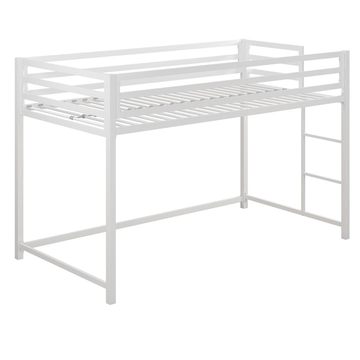 Miles Metal Junior Twin Loft Bed with Integrated Ladder - White - Twin