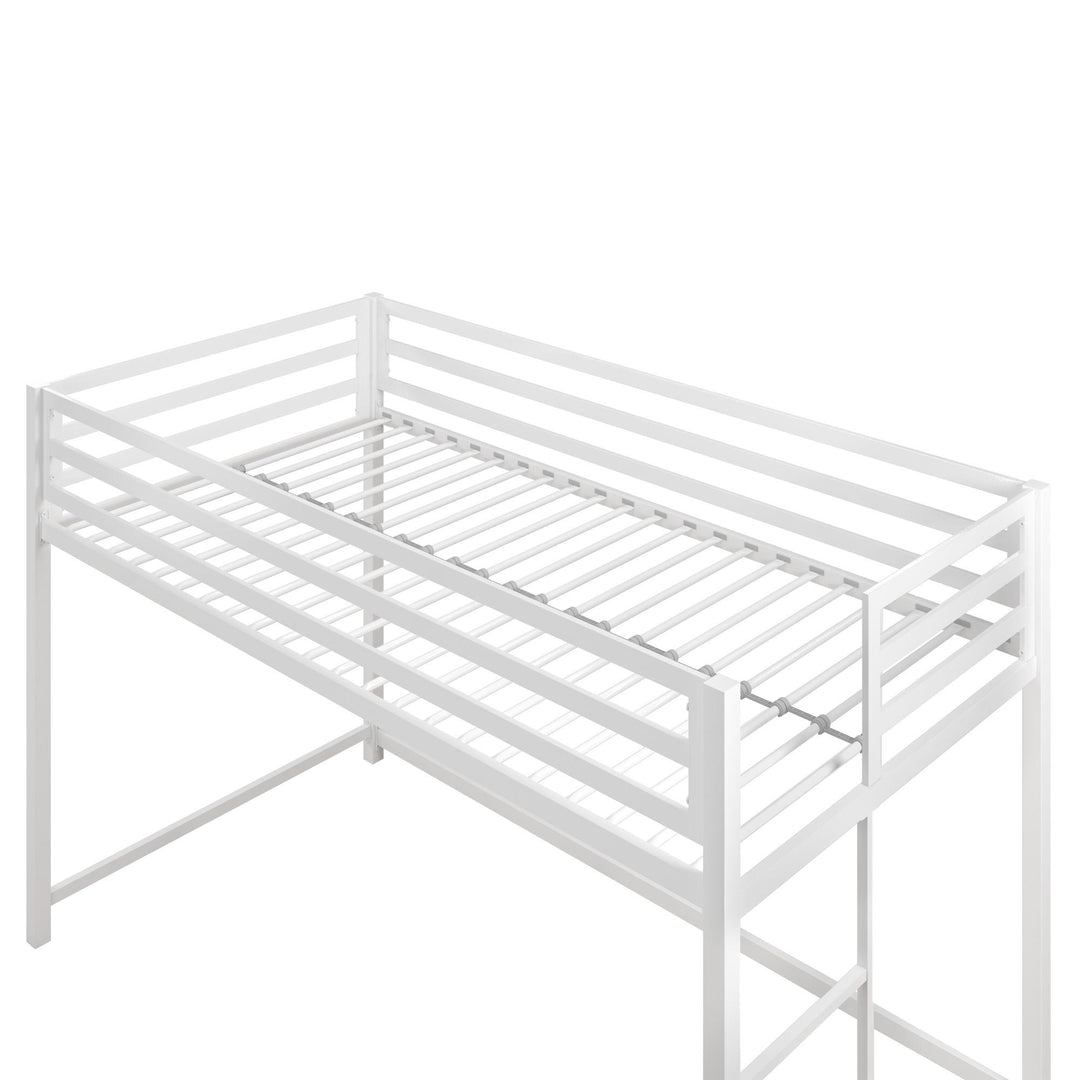 Miles Metal Junior Twin Loft Bed with Integrated Ladder - White - Twin