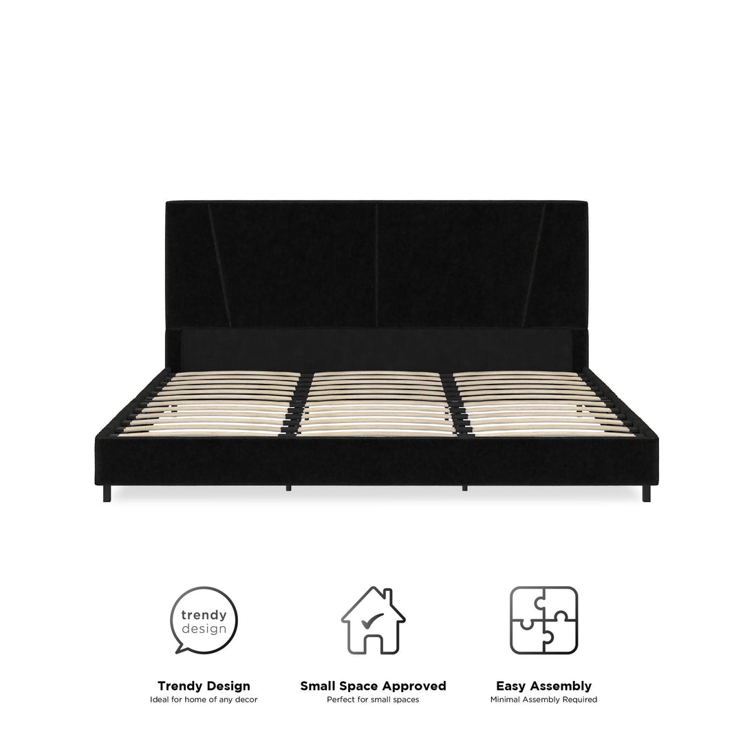 velvet upholstered headboard - Black - King Size