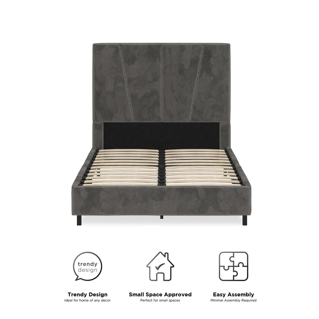 velvet upholstered headboard - Gray - Twin Size