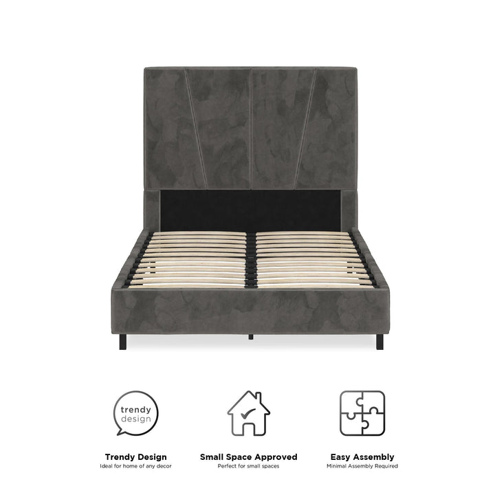 velvet upholstered headboard - Gray - Twin Size
