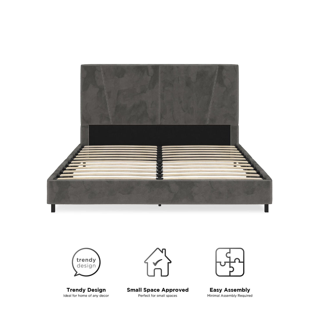 velvet upholstered headboard - Gray - Full Size