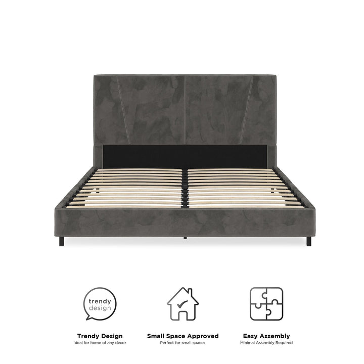 velvet upholstered headboard - Gray - Full Size