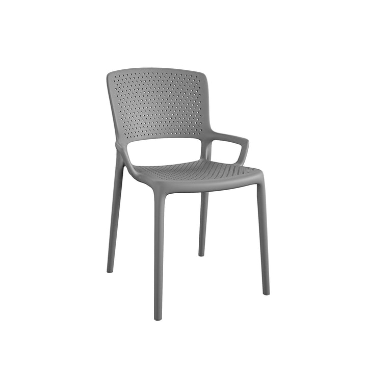 Outdoor/Indoor Stacking Resin Chair with Square Back and Arms, Set of 2 - Fog Gray - 2-Pack