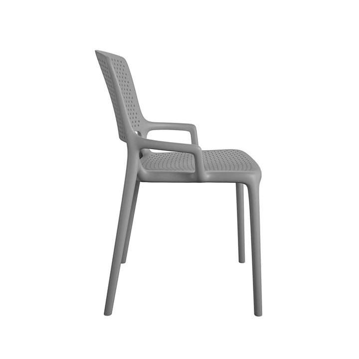 Outdoor/Indoor Stacking Resin Chair with Square Back and Arms, Set of 2 - Fog Gray - 2-Pack