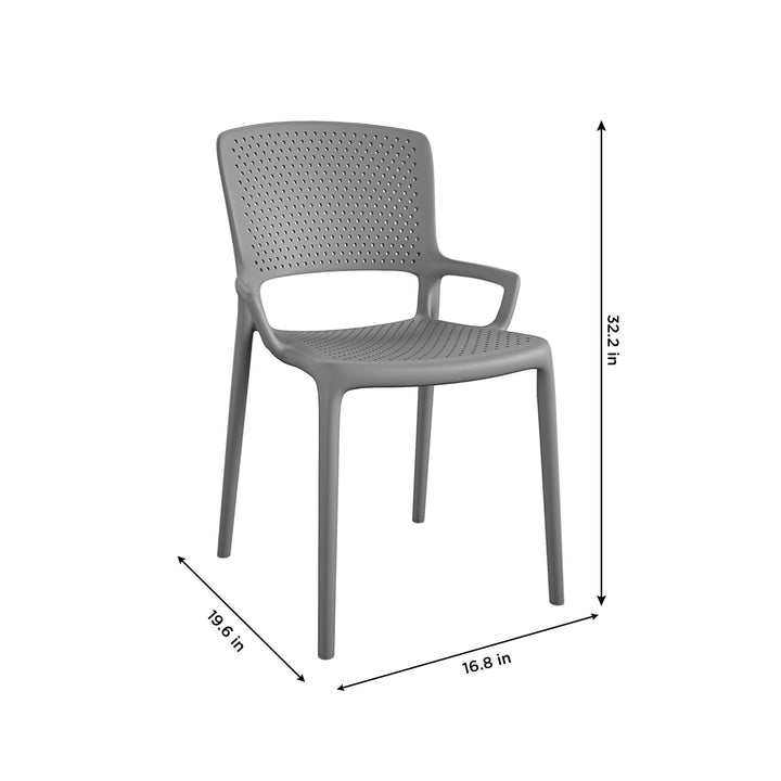 Outdoor/Indoor Stacking Resin Chair with Square Back and Arms, Set of 2 - Fog Gray - 2-Pack