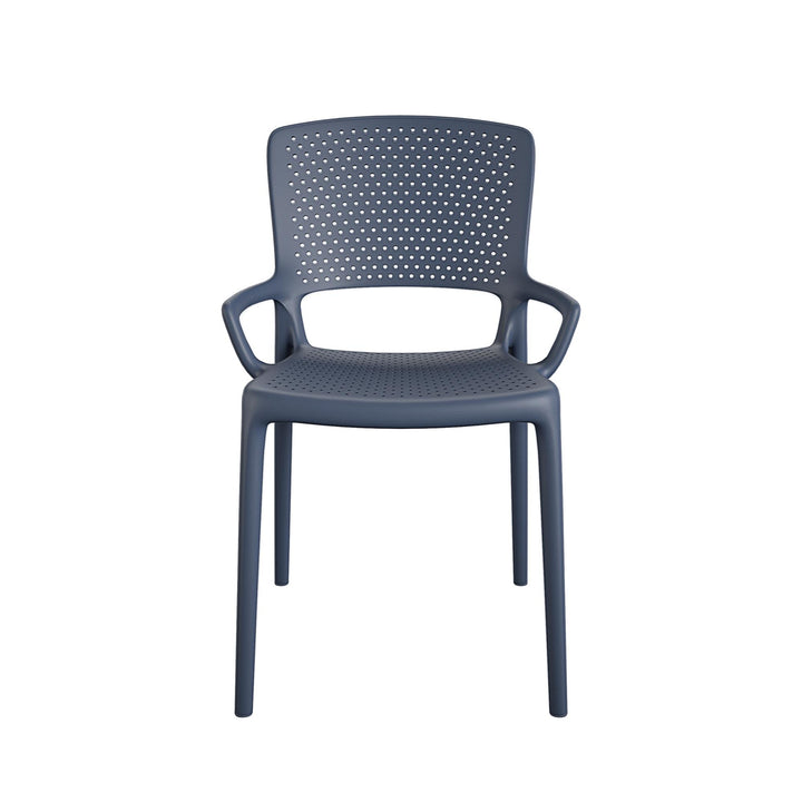 Outdoor/Indoor Stacking Chair with Square Back -  Navy 
