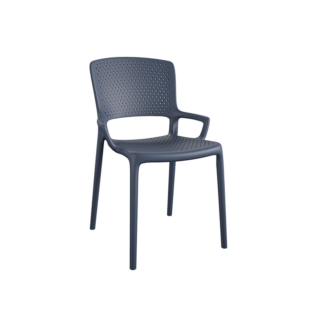 Resin Chair with Square Back and Arms for Outdoor/Indoor -  Navy 