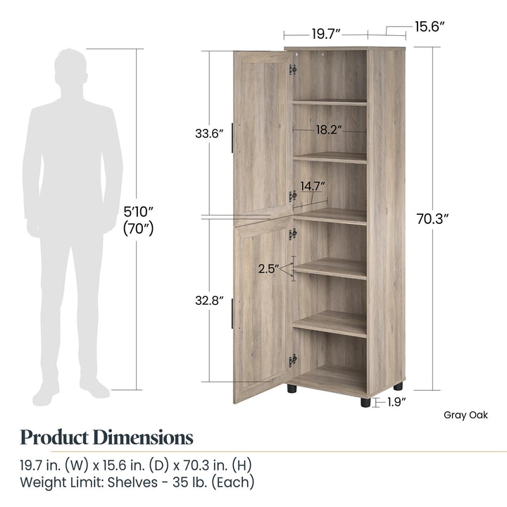Tindall Modern Farmhouse 2 Door Kitchen Pantry Cabinet - Gray Oak