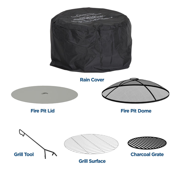 Ceramic fire pit with accessories -  Gray