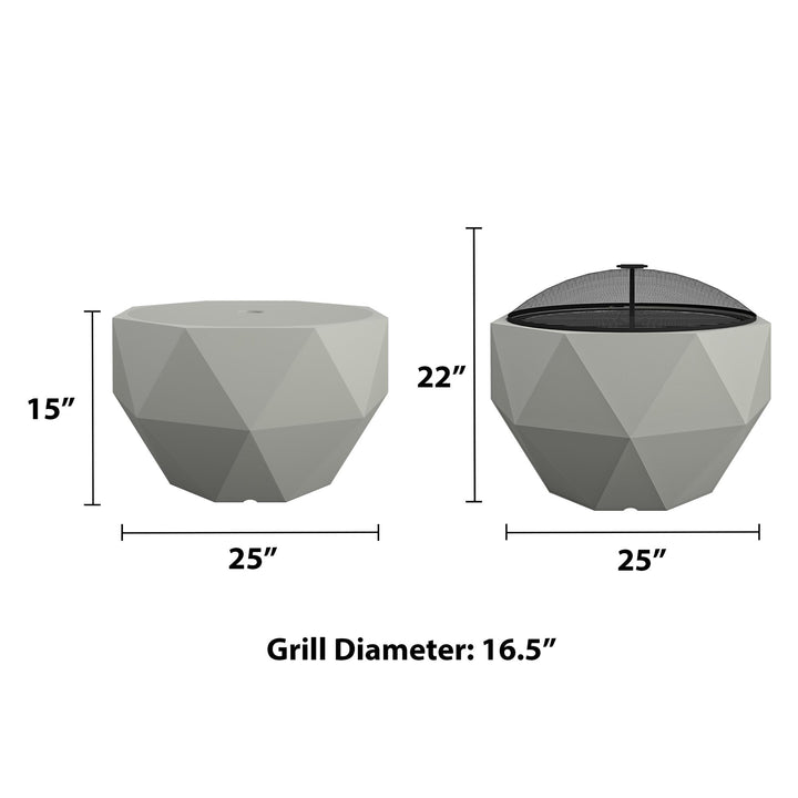 Geo design wood burning pit -  Gray