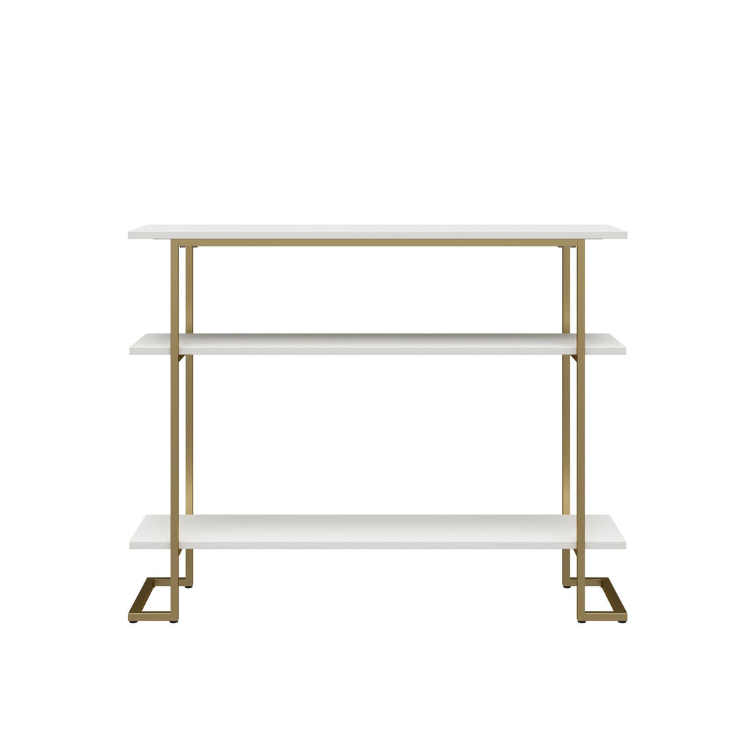 Olten Console Sofa Table with 3 Open Shelves and Metal Frame - White