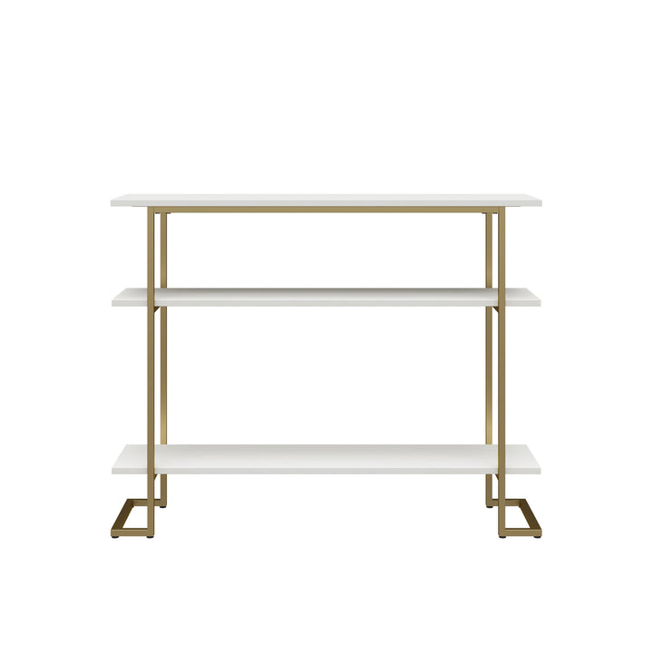 Olten Console Sofa Table with 3 Open Shelves and Metal Frame - White
