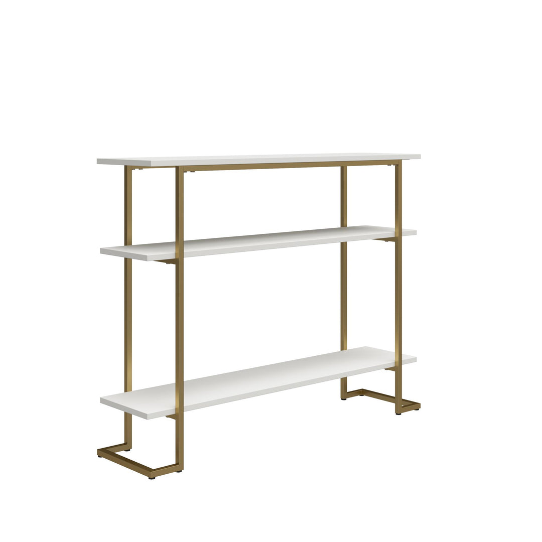 Olten Console Sofa Table with 3 Open Shelves and Metal Frame - White