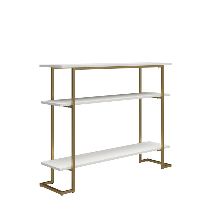 Olten Console Sofa Table with 3 Open Shelves and Metal Frame - White