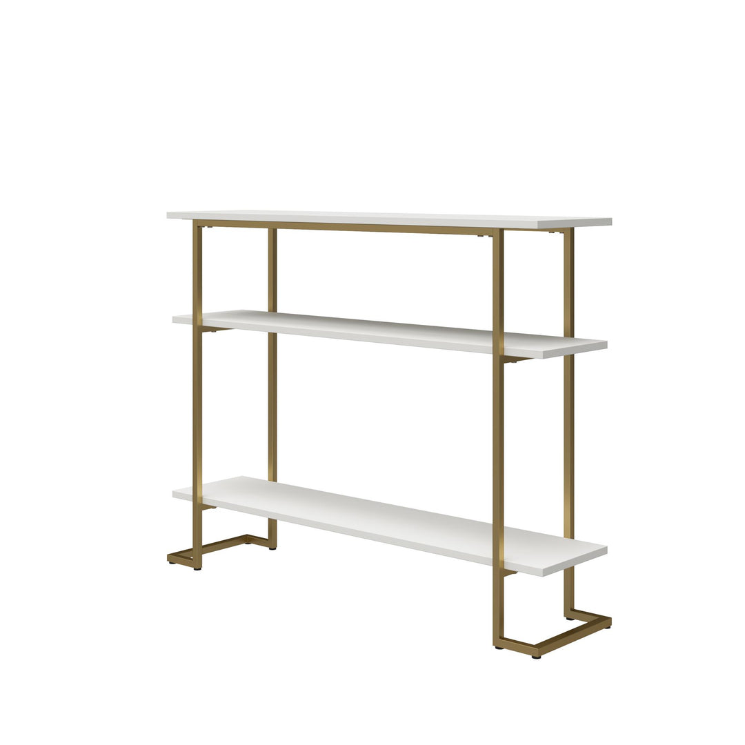 Olten Console Sofa Table with 3 Open Shelves and Metal Frame - White