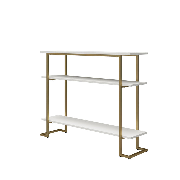 Olten Console Sofa Table with 3 Open Shelves and Metal Frame - White