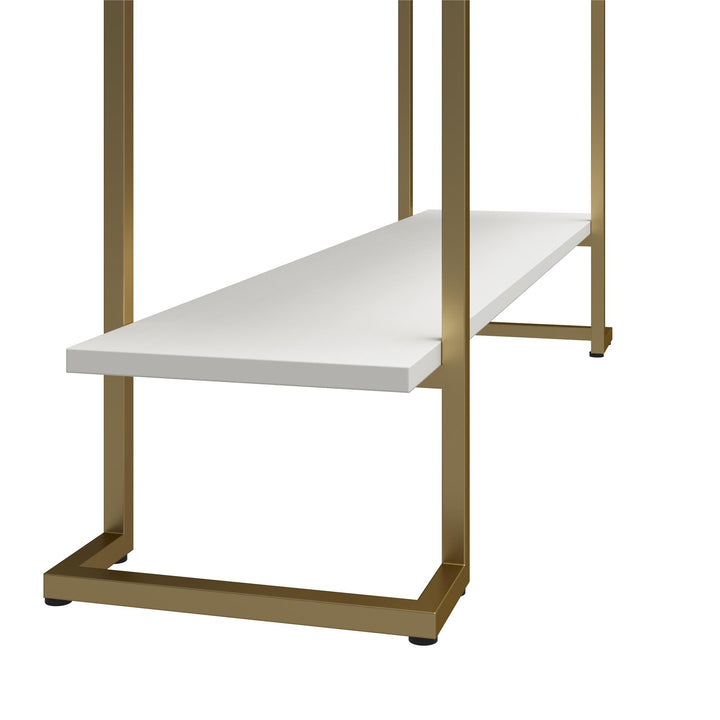 Olten Console Sofa Table with 3 Open Shelves and Metal Frame - White