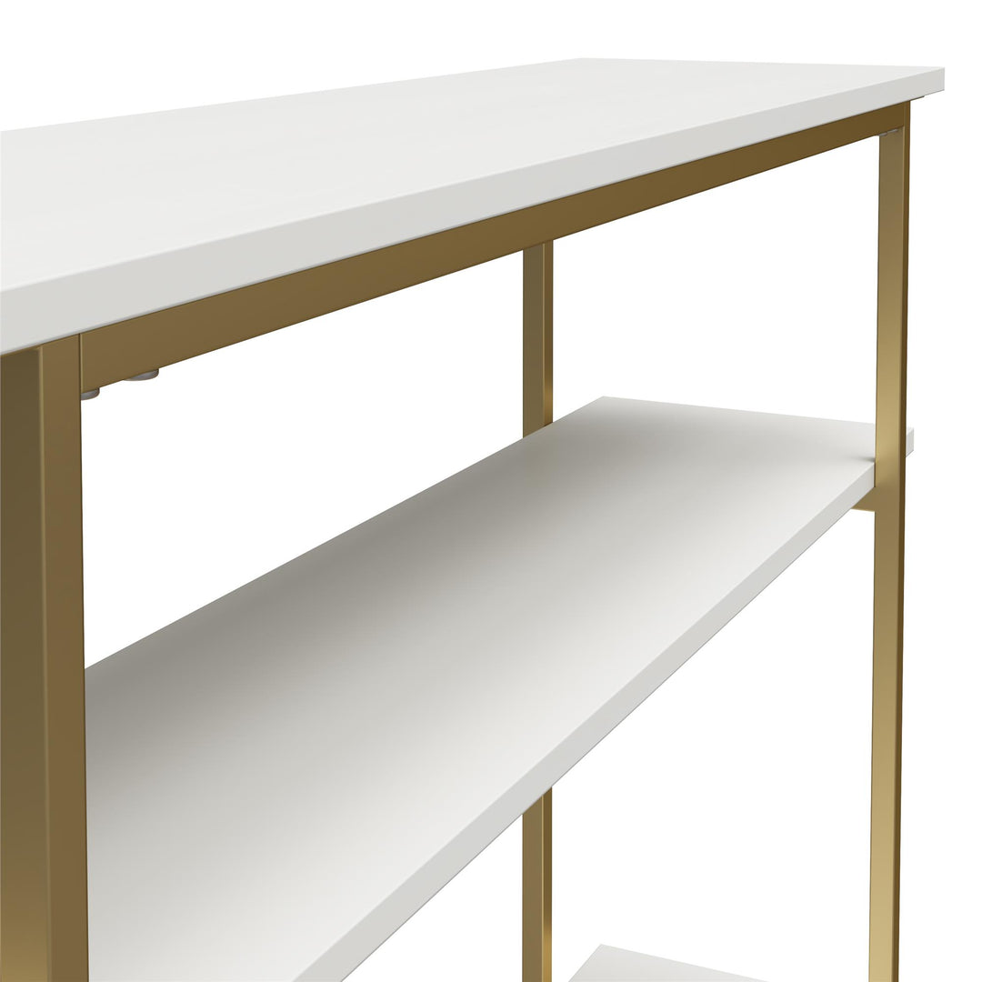 Olten Console Sofa Table with 3 Open Shelves and Metal Frame - White