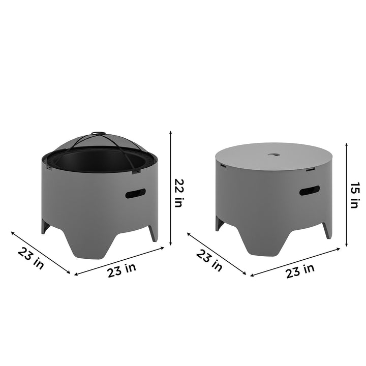 Round steel fire pit outdoor -  Gray