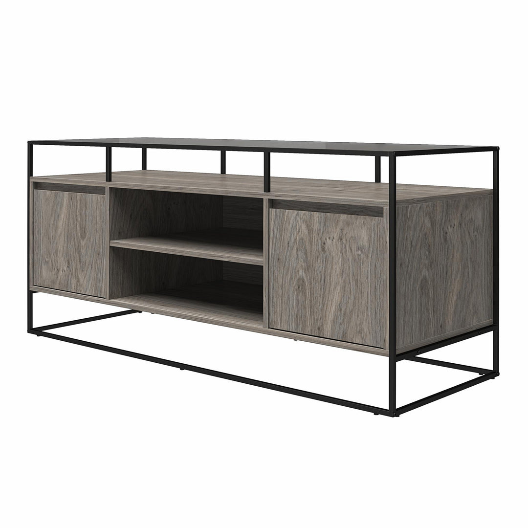 Modern console for large TVs -  Gray Oak
