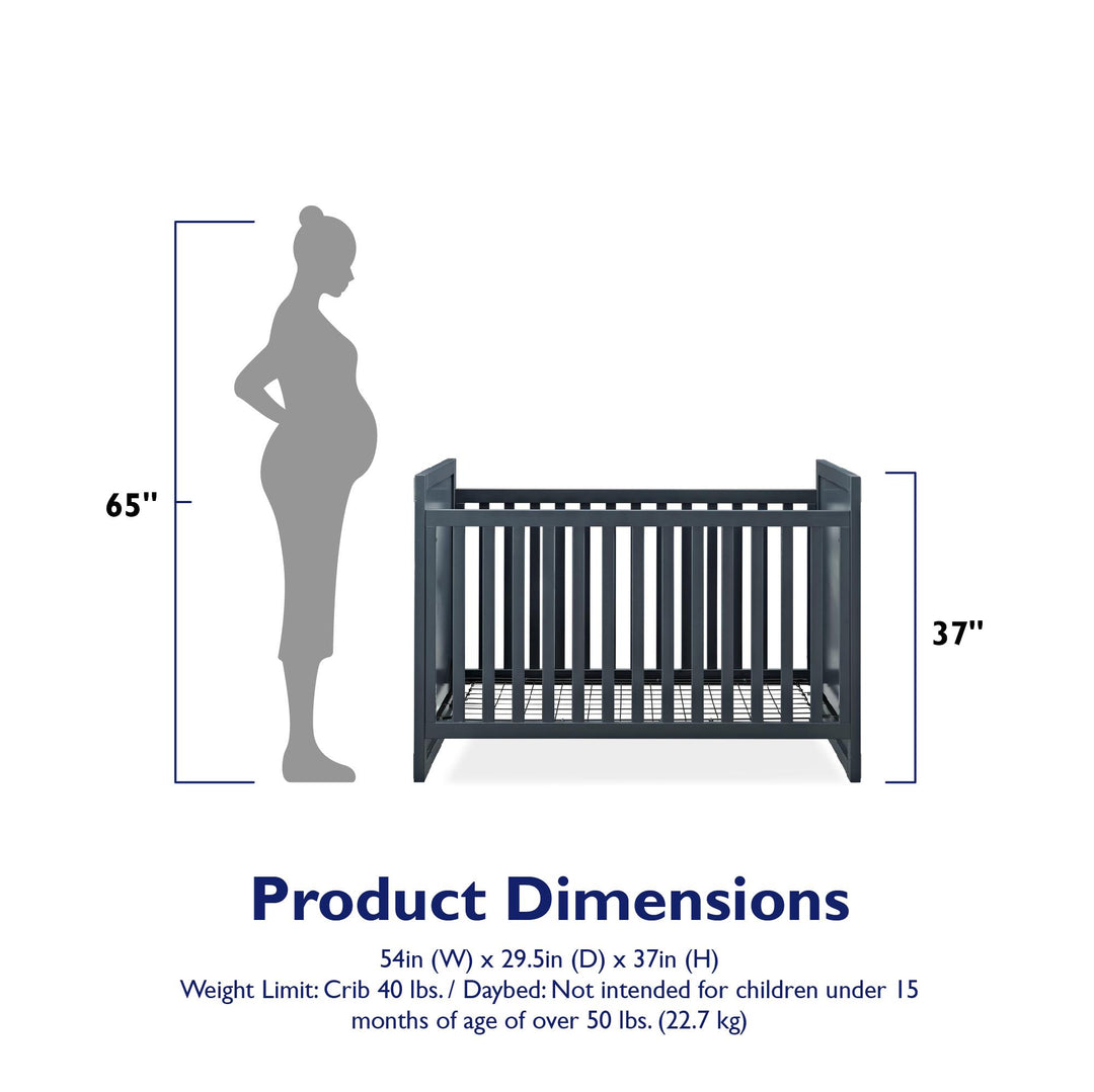 Miles 4 Adjustable Mattress Positions 2 in 1 Convertible Crib -  Graphite Blue