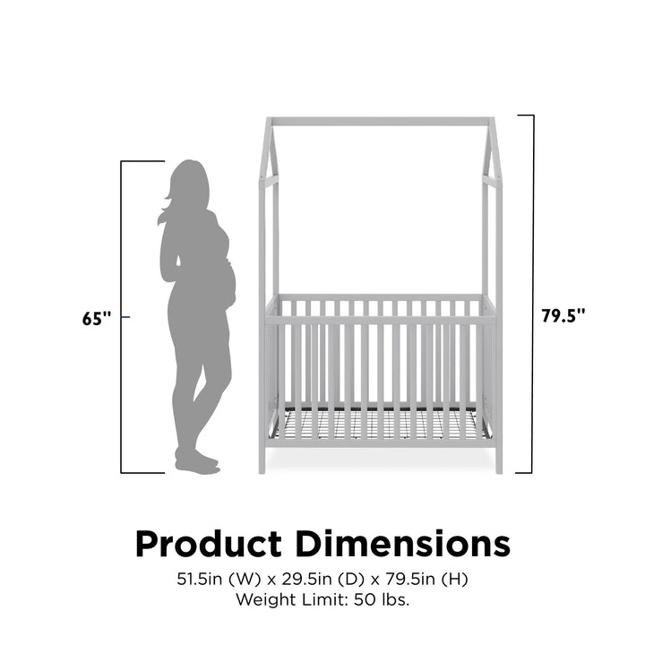 Rowan Valley Skyler Convertible Wood Stylish Canopy Crib - Dove Gray