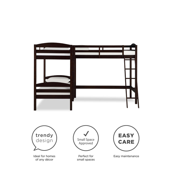 Clearwater Triple Wood Bunk/Loft Bed with Under Bed Storage - Espresso - Twin