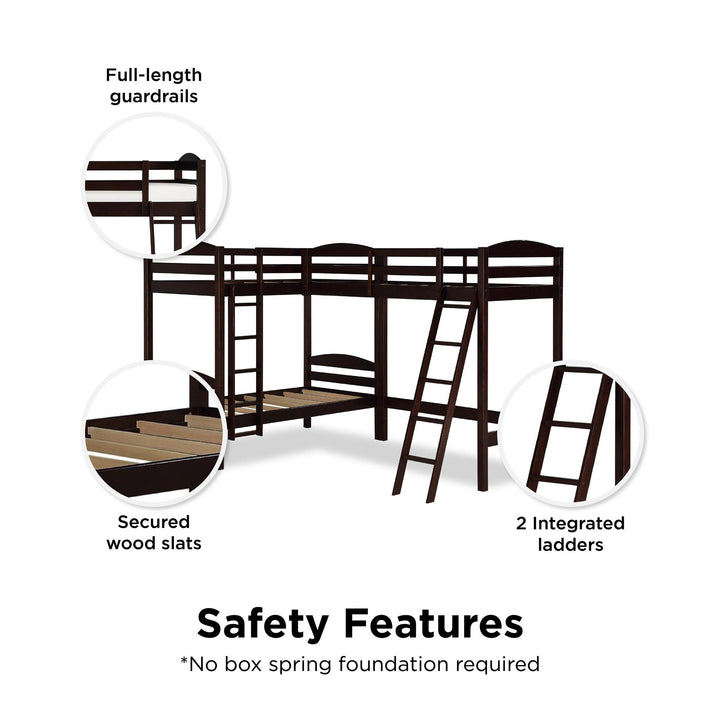 Clearwater Triple Wood Bunk/Loft Bed with Under Bed Storage - Espresso - Twin