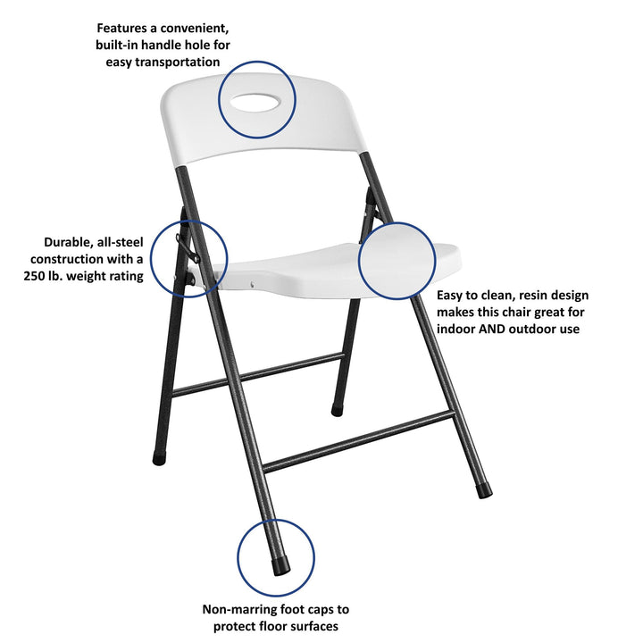 folding chairs for garden parties - White - 4-Pack