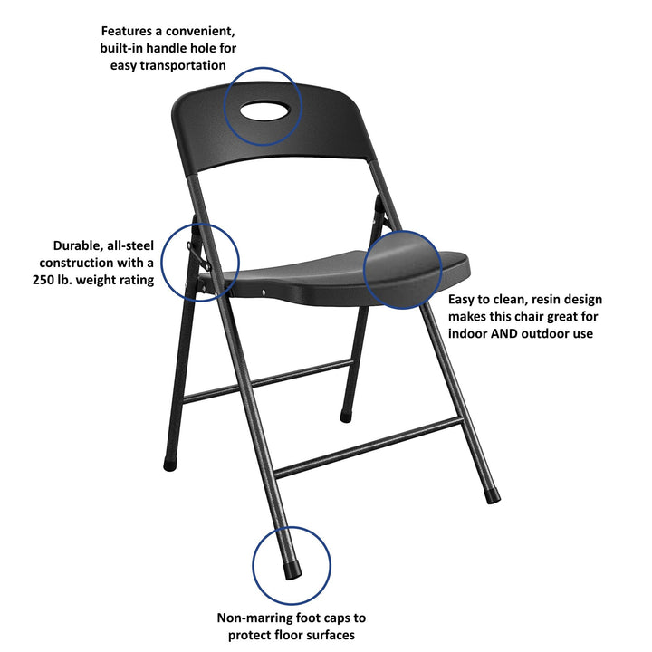 resin outdoor folding chairs - Black - 4-Pack
