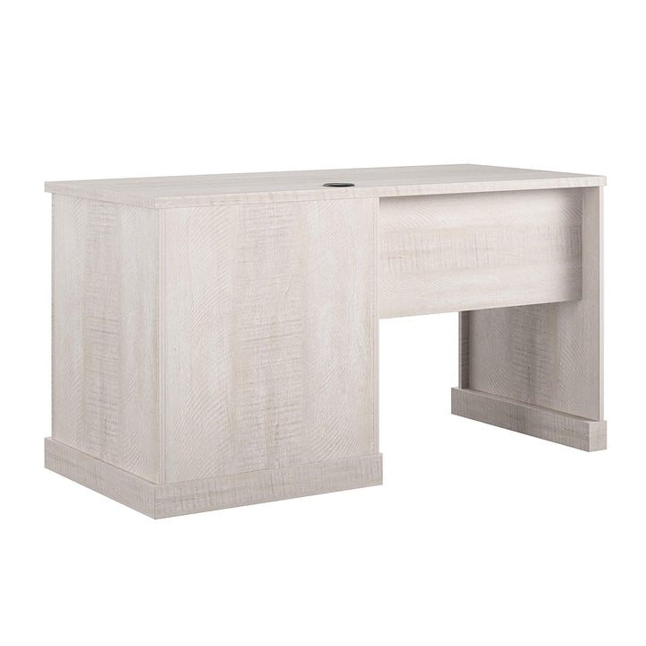 Harden Rustic Single Pedestal Wireless Charger Computer Desk -  Rustic White