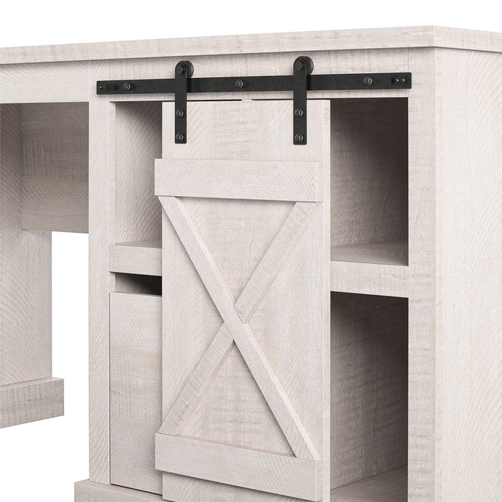Harden Rustic Single Pedestal Computer Desk with Wireless -  Rustic White